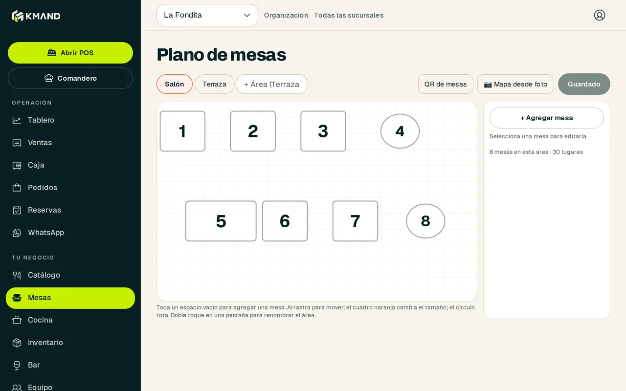 Editor del plano de mesas
